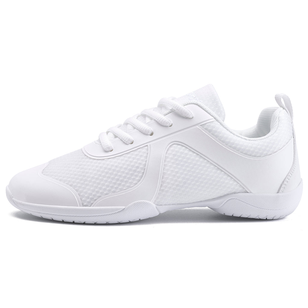 White Cheer Shoes for Girls Womens Cheer Shoes Youth Girls Cheerleading Shoes Competition Gear Dance Tennis Sports Training Athletic Comfortable Flats Breathable Soft Kids Cheer Sneakers