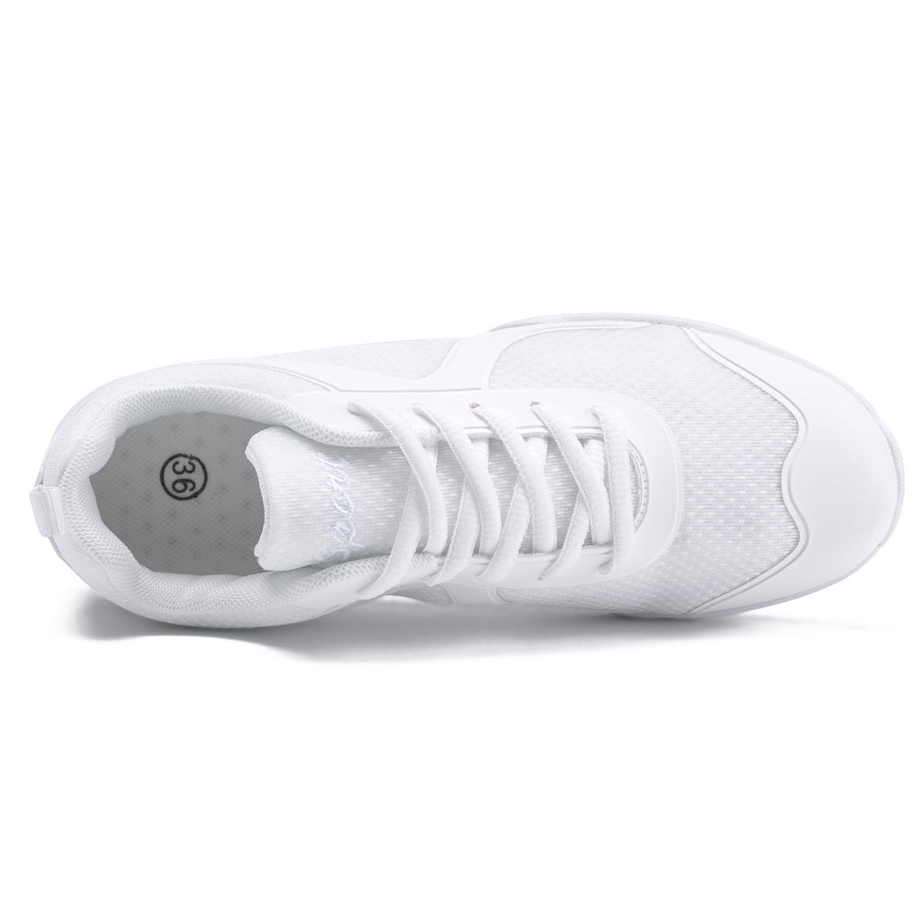 White Cheer Shoes for Girls Womens Cheer Shoes Youth Girls Cheerleading Shoes Competition Gear Dance Tennis Sports Training Athletic Comfortable Flats Breathable Soft Kids Cheer Sneakers