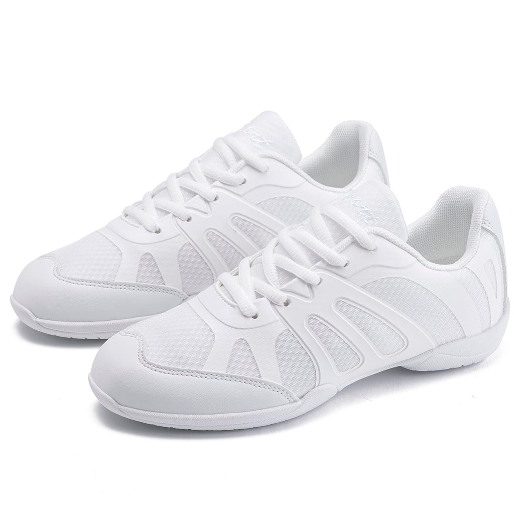 TWDKCHER 2317white Youth Cheer Shoes Girls White Cheerleading Shoes Dance Athletic Training Breathable Fabric Dancing Lightweight Competition Comfortable Sport Kids Girls Cheer Sneakers