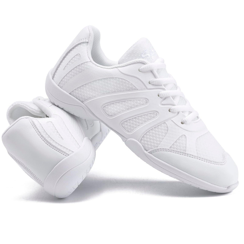 TWDKCHER 2317white Youth Cheer Shoes Girls White Cheerleading Shoes Dance Athletic Training Breathable Fabric Dancing Lightweight Competition Comfortable Sport Kids Girls Cheer Sneakers