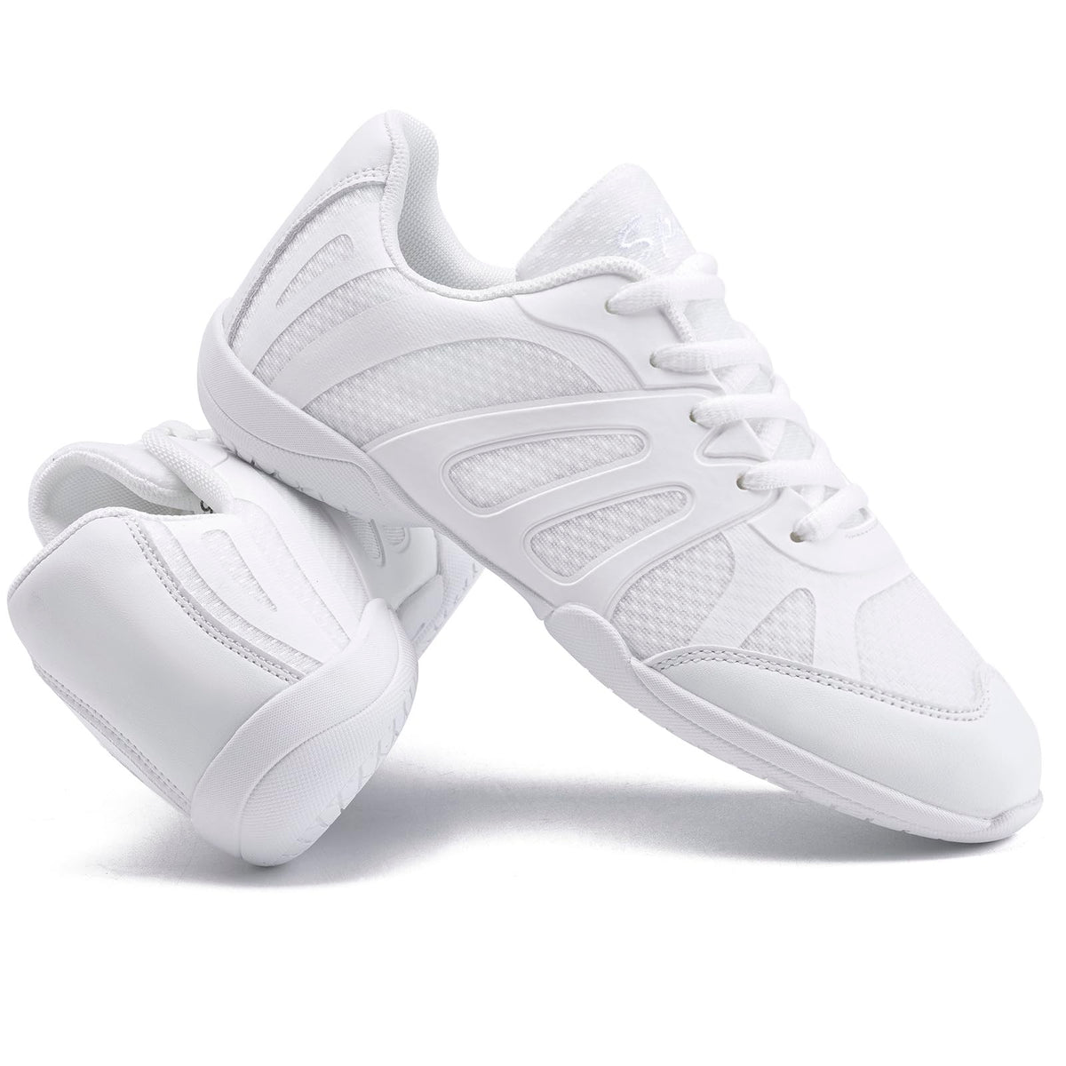 TWDKCHER 2317white Youth Cheer Shoes Girls White Cheerleading Shoes Dance Athletic Training Breathable Fabric Dancing Lightweight Competition Comfortable Sport Kids Girls Cheer Sneakers