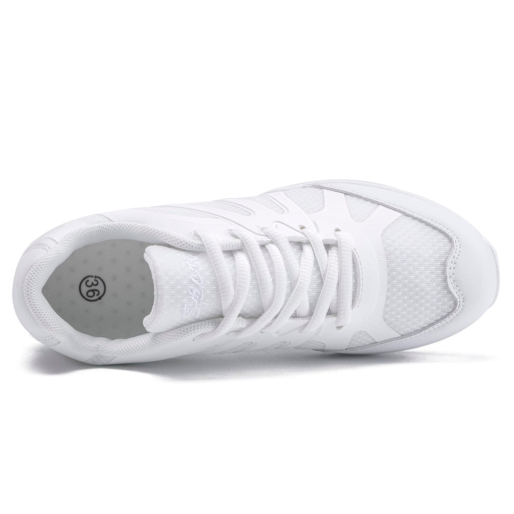 TWDKCHER 2317white Youth Cheer Shoes Girls White Cheerleading Shoes Dance Athletic Training Breathable Fabric Dancing Lightweight Competition Comfortable Sport Kids Girls Cheer Sneakers
