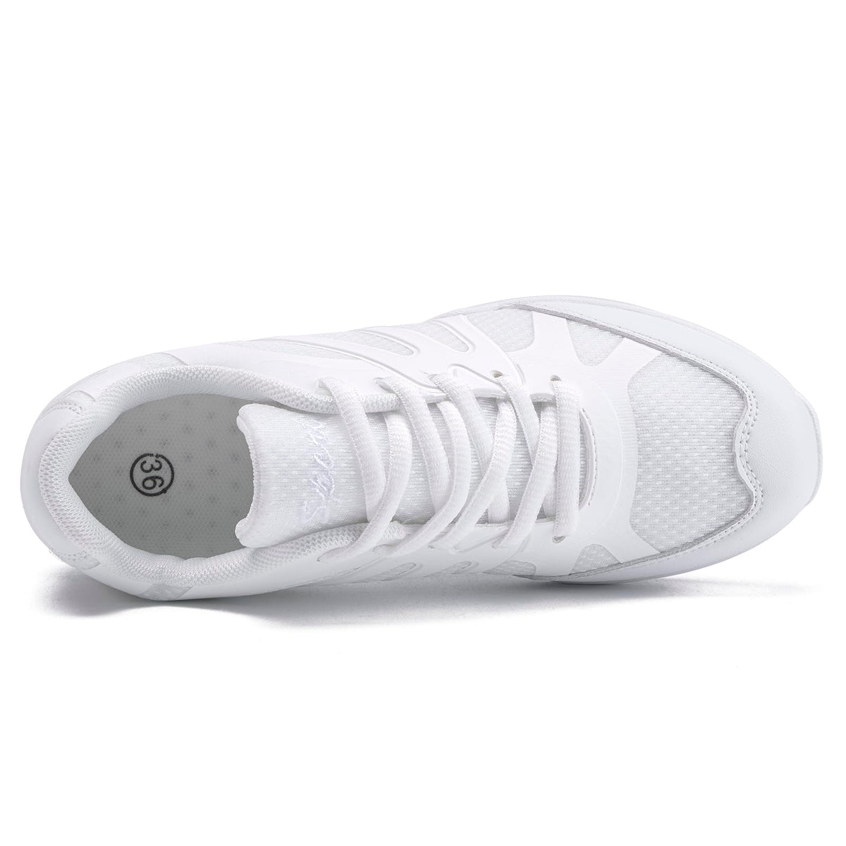 TWDKCHER 2317white Youth Cheer Shoes Girls White Cheerleading Shoes Dance Athletic Training Breathable Fabric Dancing Lightweight Competition Comfortable Sport Kids Girls Cheer Sneakers
