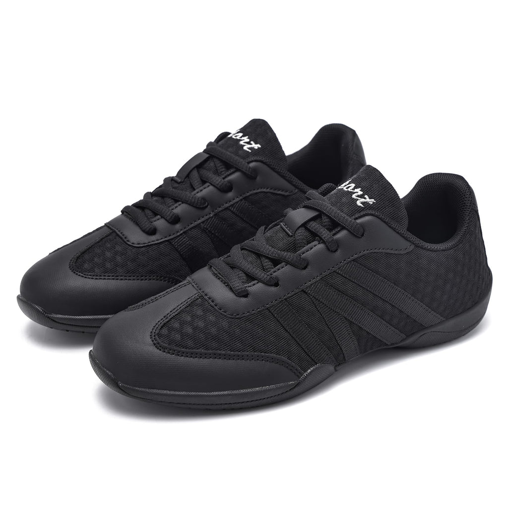 Black Cheer Shoes for Girls Women and Youth Breathable Soft Comfortable Athletic Flats Training Dance Competition Sport Cheerleading Sneakers