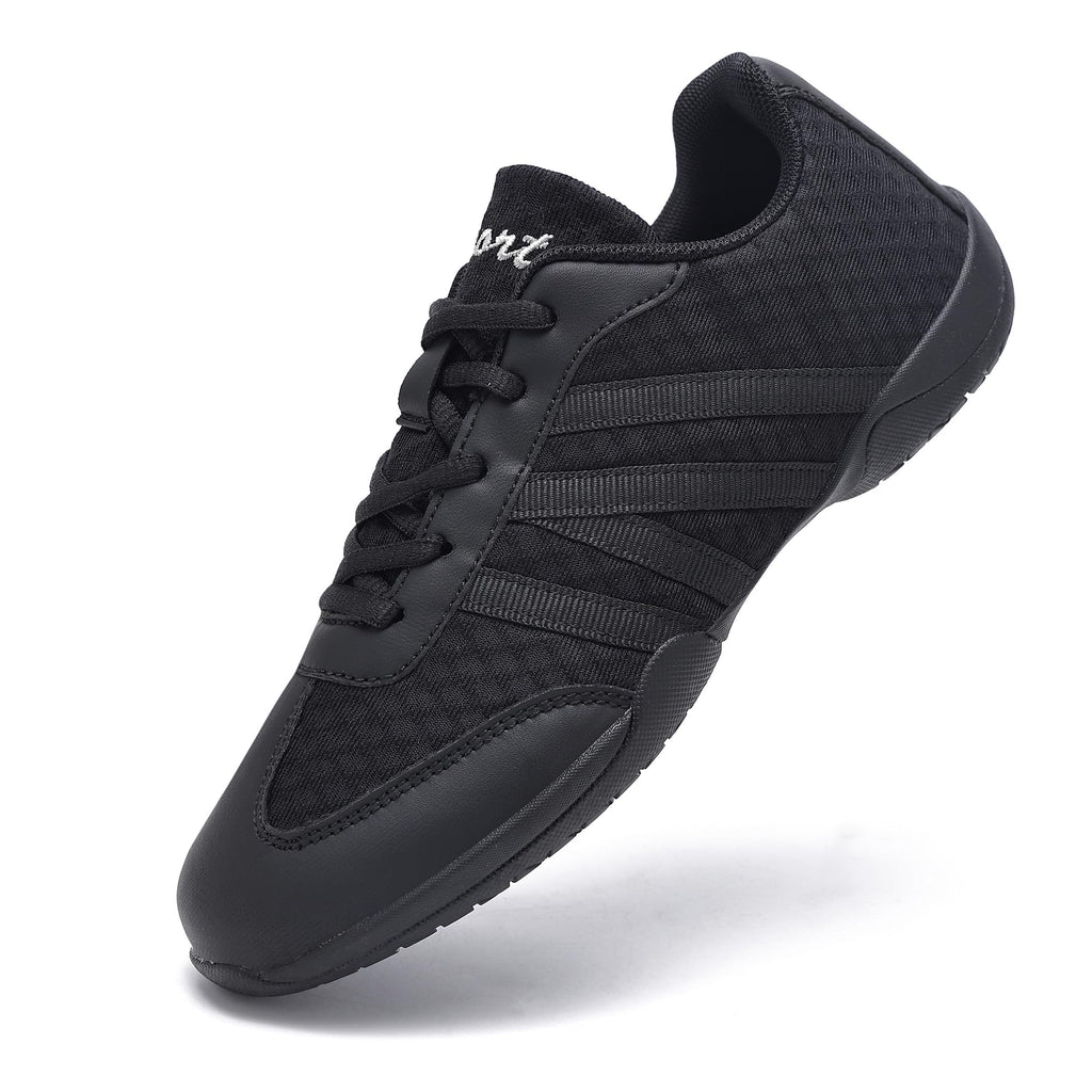 Black Cheer Shoes for Girls Women and Youth Breathable Soft Comfortable Athletic Flats Training Dance Competition Sport Cheerleading Sneakers
