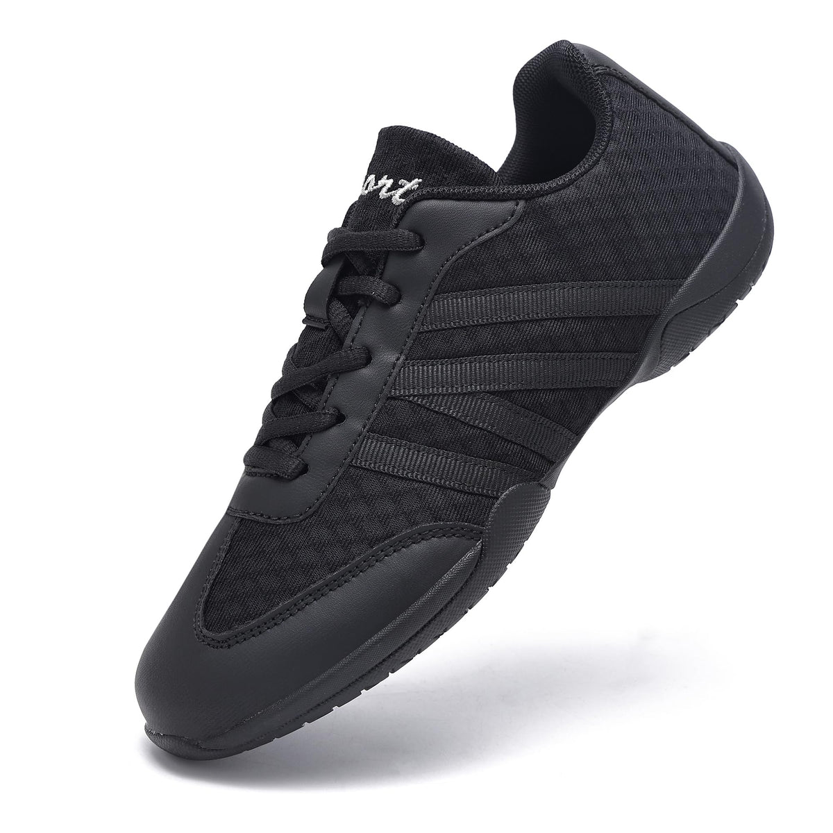 Black Cheer Shoes for Girls Women and Youth Breathable Soft Comfortable Athletic Flats Training Dance Competition Sport Cheerleading Sneakers