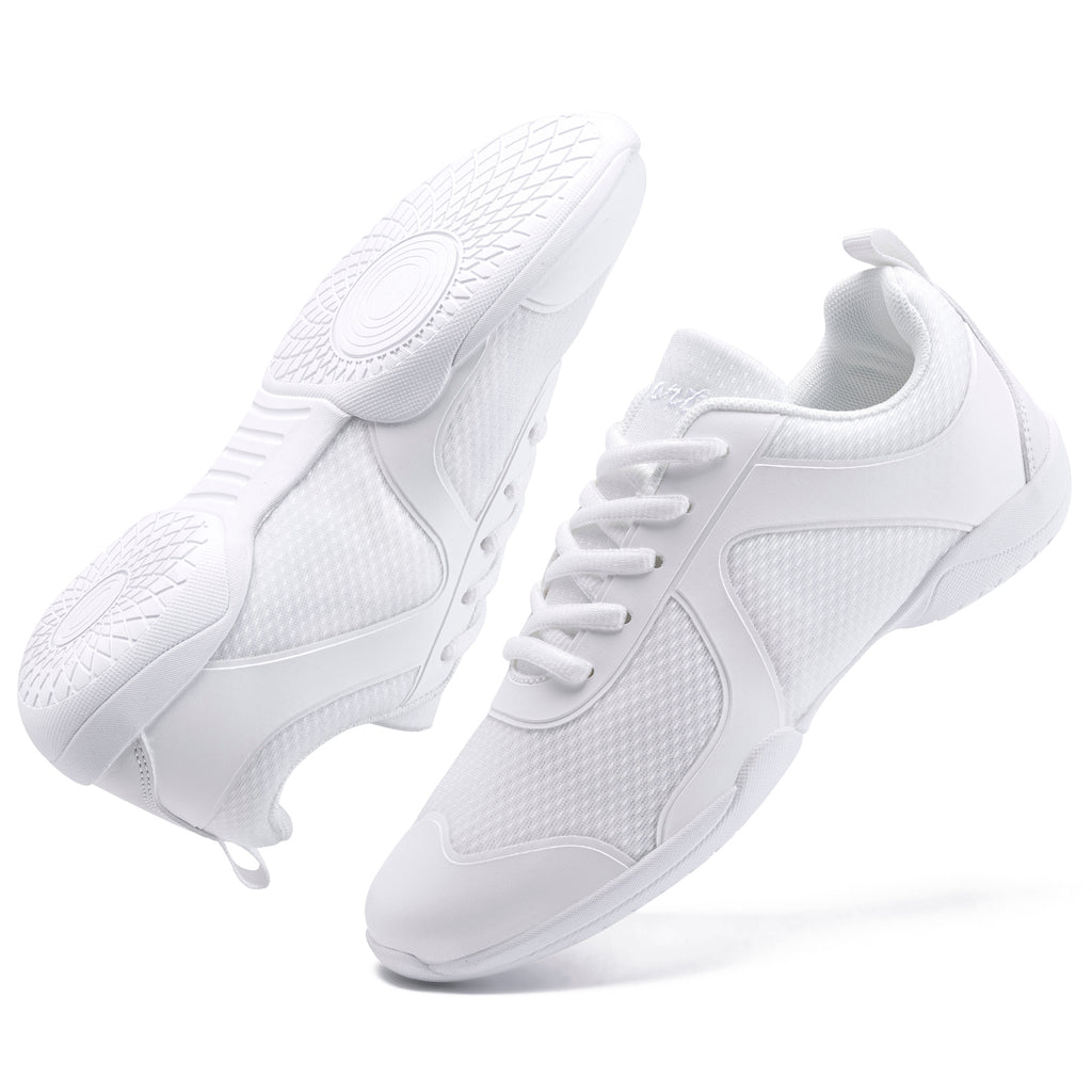 White Cheer Shoes for Girls Womens Cheer Shoes Youth Girls Cheerleading Shoes Competition Gear Dance Tennis Sports Training Athletic Comfortable Flats Breathable Soft Kids Cheer Sneakers
