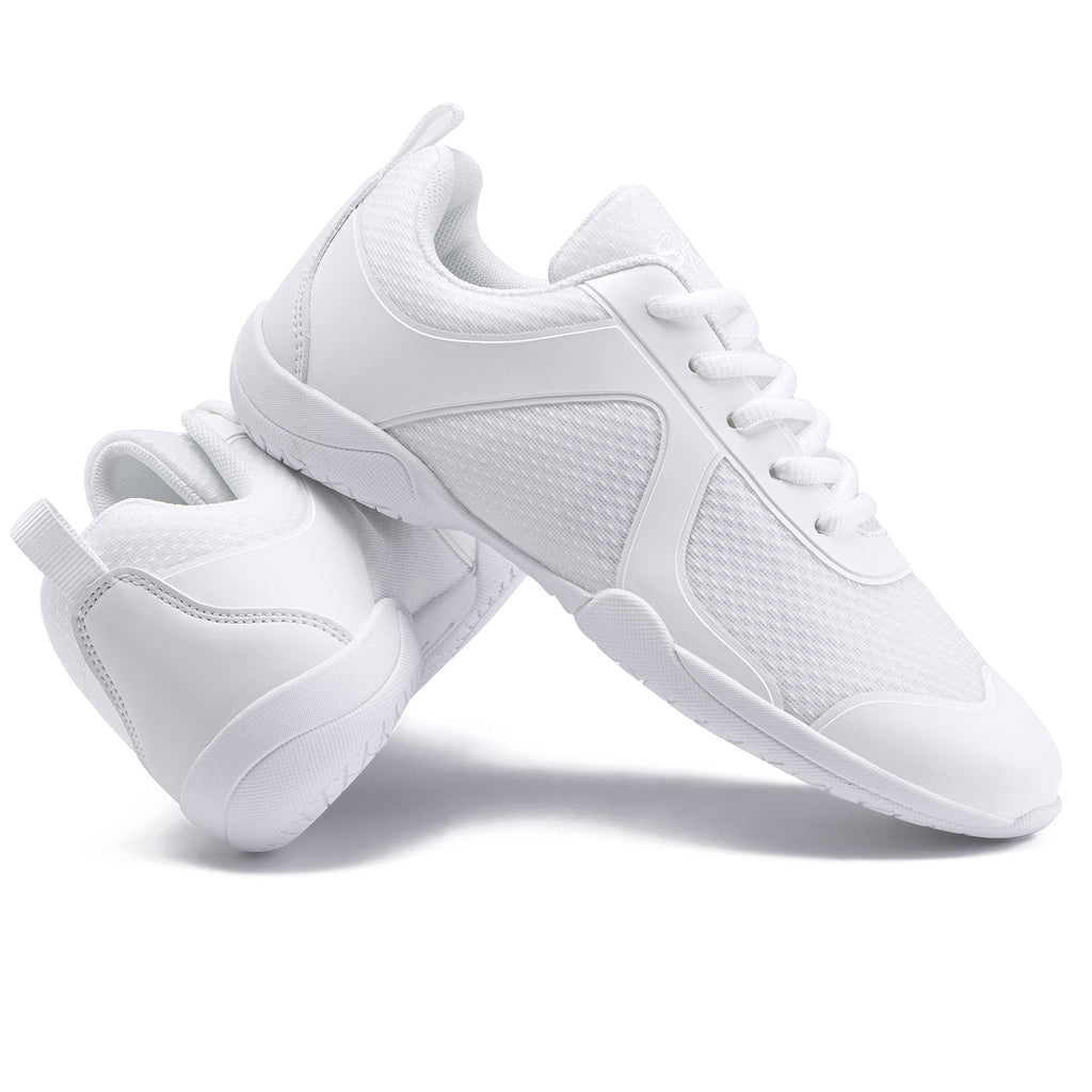White Cheer Shoes for Girls Womens Cheer Shoes Youth Girls Cheerleading Shoes Competition Gear Dance Tennis Sports Training Athletic Comfortable Flats Breathable Soft Kids Cheer Sneakers
